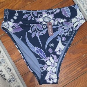 Adore Me Navy Bikini Bottoms with Lilac Floral Print
